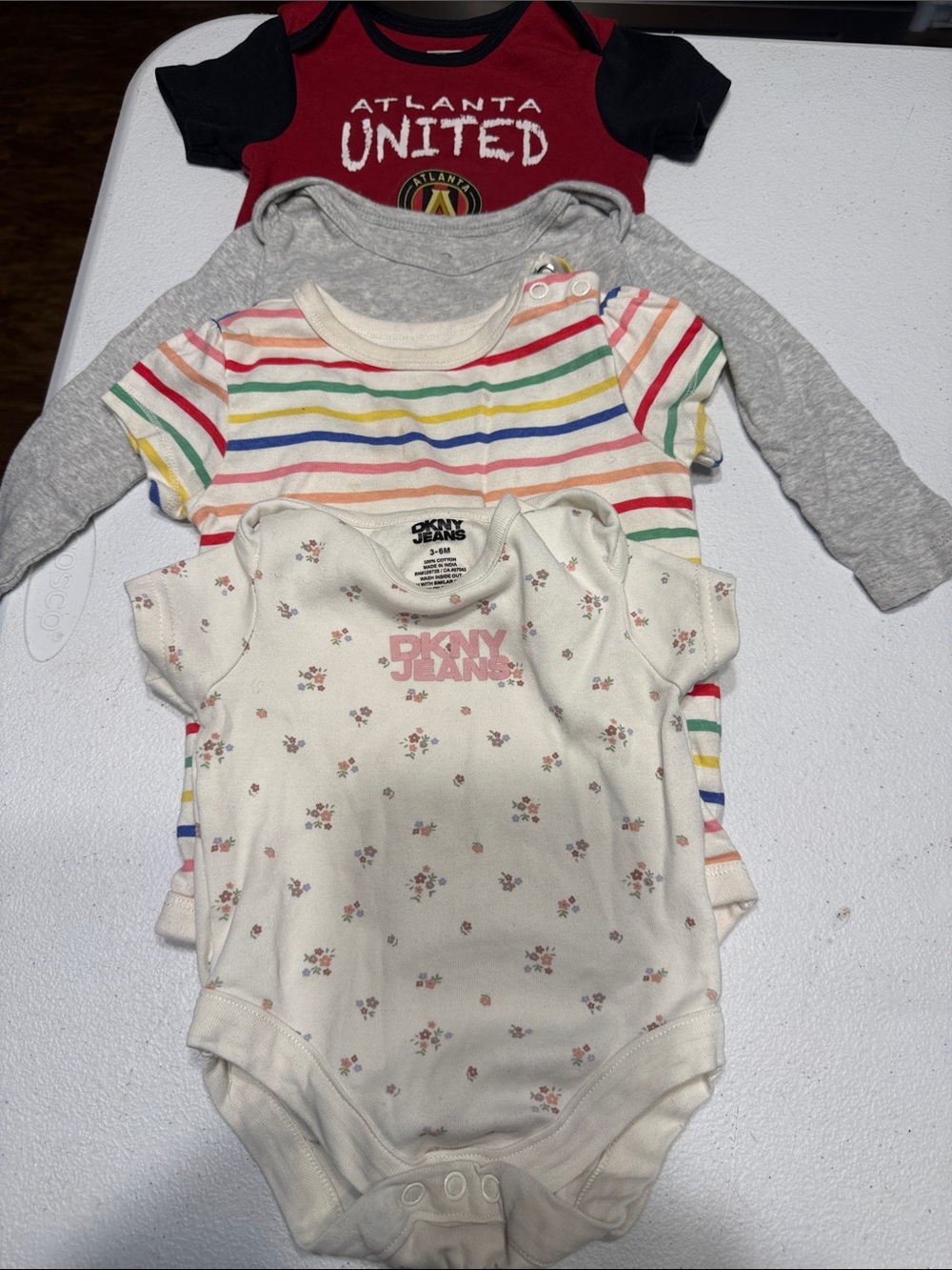 Dkny Cream Floral Logo Baby One-Piece